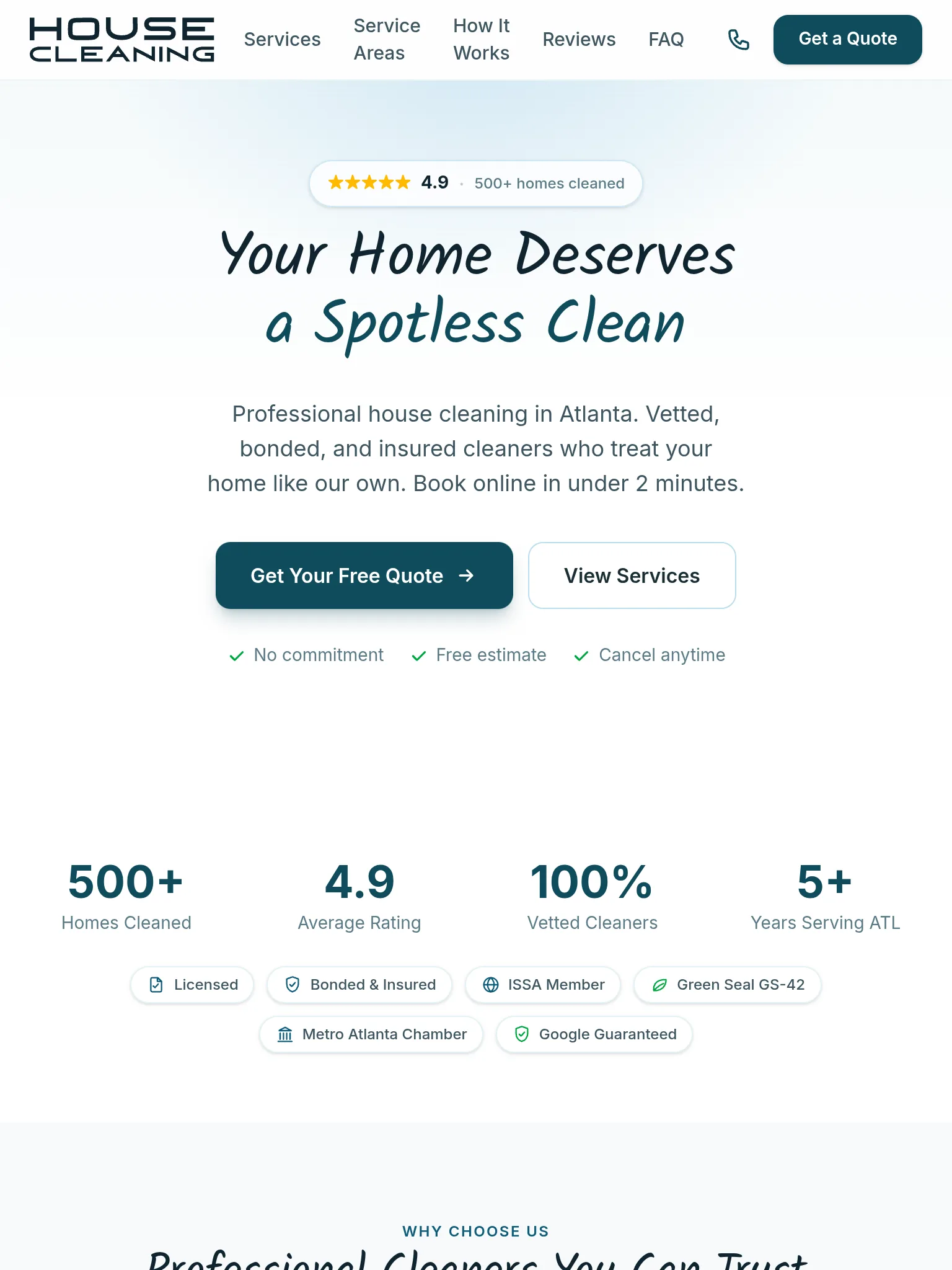 House Cleaning Atlanta — Home Tablet