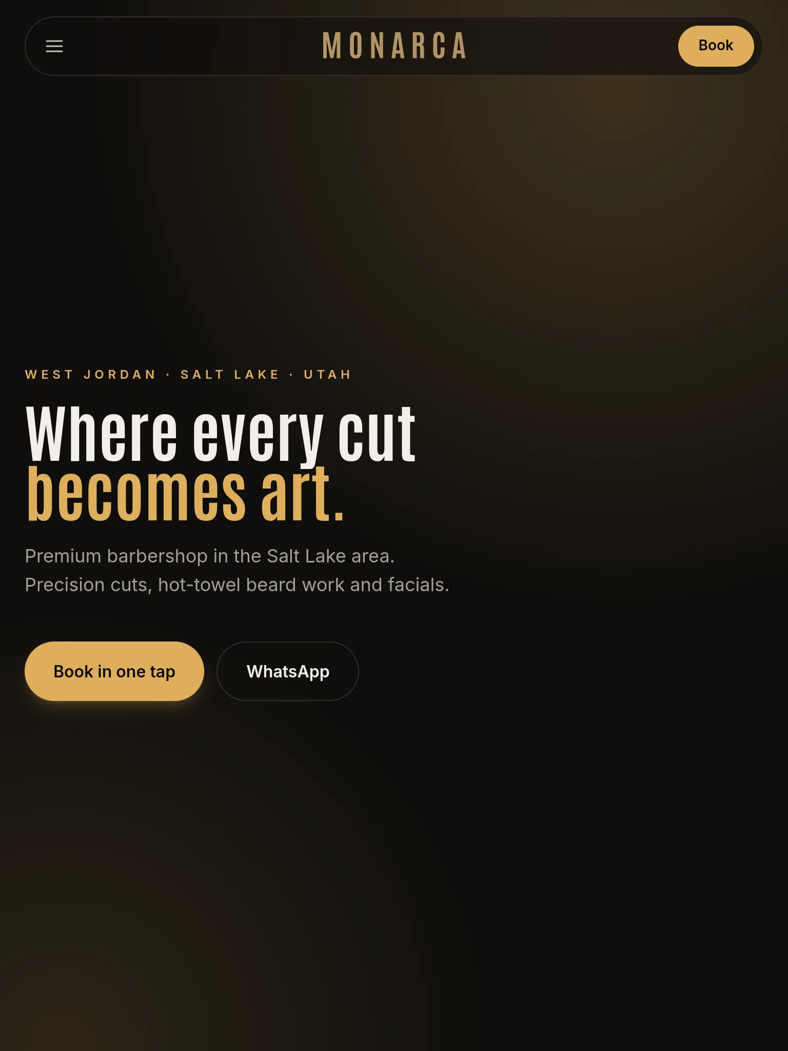 Monarca Barber Club — Home Tablet